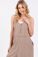 Taupe Loose Fit Sleeveless Jumpsuit