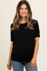 Black Short Sleeve Knit Maternity Top