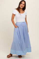 Light Periwinkle Colorblock Maternity Maxi Skirt