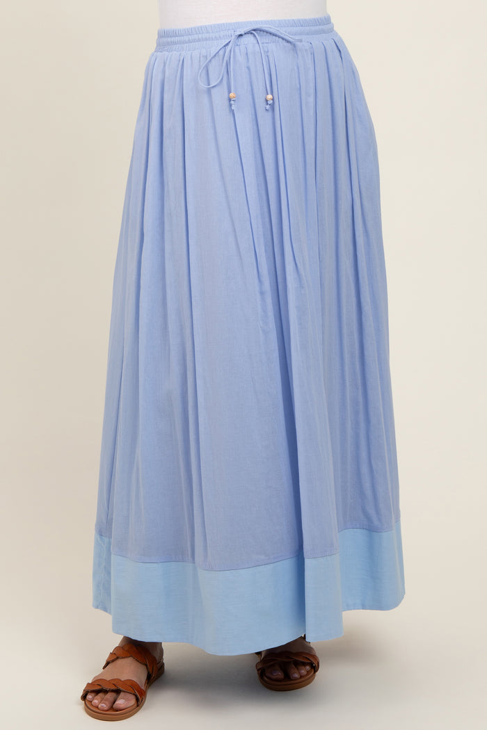Light Periwinkle Colorblock Maternity Maxi Skirt