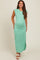 Green Ruched Side Slit Maternity Midi Dress