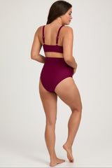 Burgundy High Waist Maternity Bikini Set