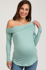 Mint Long Sleeve Off Shoulder Maternity Top