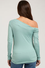 Mint Long Sleeve Off Shoulder Maternity Top