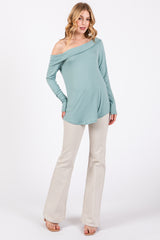 Mint Long Sleeve Off Shoulder Top