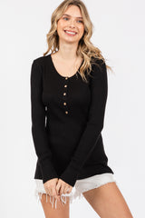 Charcoal Ribbed Maternity Henley Top