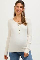 Cream Ribbed Maternity Henley Top