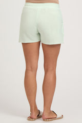 Mint Green Faded Wash Maternity Drawstring Shorts