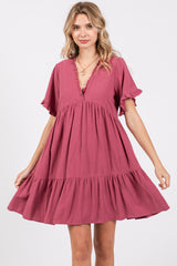 Mauve Ruffle Hem Dress