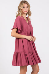 Mauve Ruffle Hem Dress