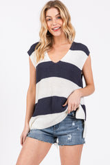 Navy Striped V-Neck Maternity Sweater Tank