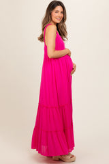 Fuchsia Tiered Maternity Maxi Dress