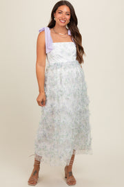 Lavender Floral Ruffle Tiered Maternity Maxi Dress