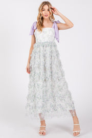 Lavender Floral Ruffle Tiered Maxi Dress