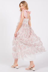 Light Pink Floral Ruffle Tiered Maxi Dress