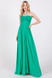 Green Smocked Halter Maxi Dress