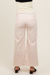 Cream Wide Leg Cropped Maternity Pants