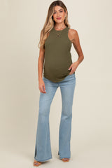 Light Blue Flare Leg Maternity Jeans