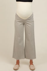 Light Olive Wide Leg Raw Hem Maternity Jeans