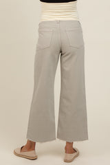 Light Olive Wide Leg Raw Hem Maternity Jeans