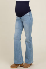 Light Blue Flare Leg Maternity Jeans