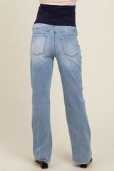 Light Blue Relaxed Straight Leg Maternity Jeans