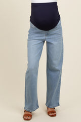 Light Blue Vintage Straight Leg Maternity Jeans