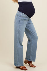 Light Blue Vintage Straight Leg Maternity Jeans