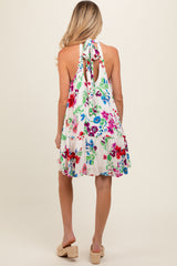 Multicolor Floral Back Cutout Maternity Mini Dress