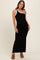 Black Contrast One Shoulder Maternity Maxi Dress