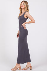 Charcoal Rib Knit Maxi Dress