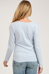 Light Blue Long Sleeve Maternity Shirt
