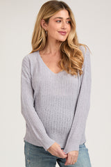 Periwinkle Knit V-Neck Maternity Long Sleeve Top