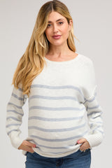 Blue Striped Cuff Maternity Sweater