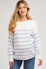 Periwinkle Striped Cuff Maternity Sweater