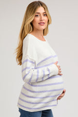 Periwinkle Striped Cuff Maternity Sweater