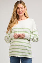 Green Striped Cuff Maternity Sweater