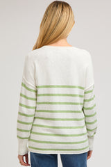 Green Striped Cuff Maternity Sweater