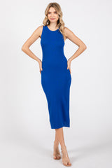 Royal Sleeveless Ribbed Maternity Midi Dress