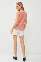 Peach Knit Sleeveless Top