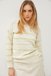 Lime Striped Knit Sweater