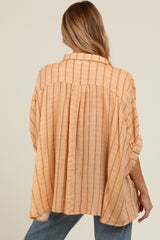 Yellow Striped Collared Oversized Maternity Top