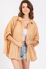 Yellow Striped Collared Oversized Maternity Top