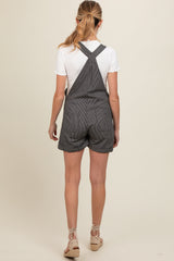 Charcoal Striped Front Pocket Short Maternity Overall