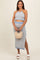 Blue Striped Crochet Crop Maternity Swimsuit Cover Up Set