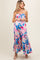 Pink Printed Smocked Bodice Tiered Maternity Maxi Dress