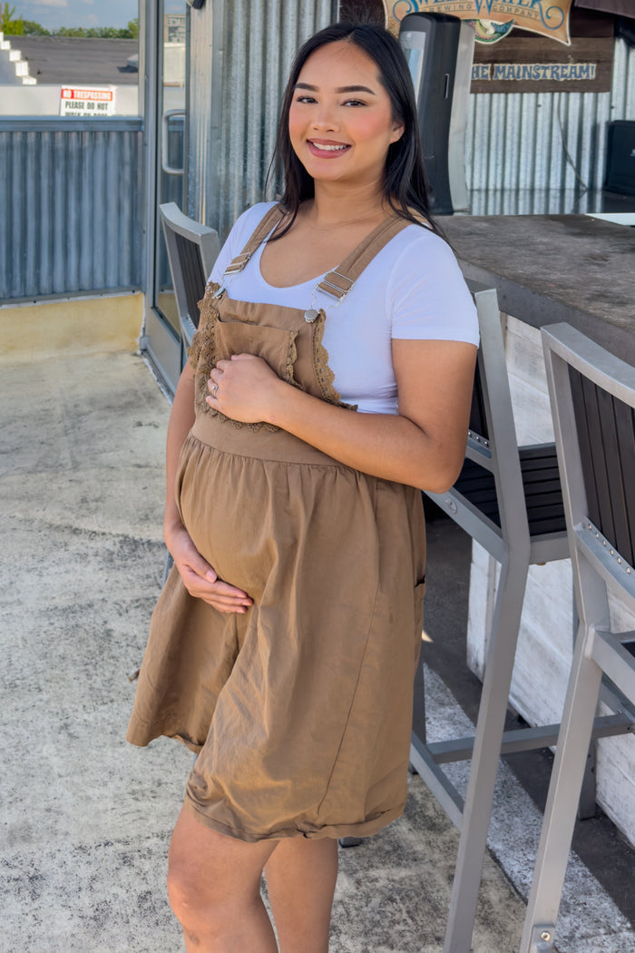 Mocha Maternity Overalls