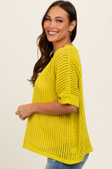 Lime Crochet Knit Short Dolman Sleeve Maternity Top