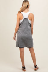 Charcoal Chambray Front Pocket Maternity Dress