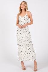 Ivory Ruffle Bow Print Maternity Dress